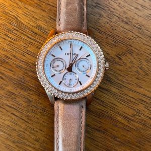 Rose gold and gem Fossil watch